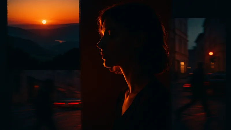 Artistic photographic collage of landscapes, portraits and street scenes in cinematic tones